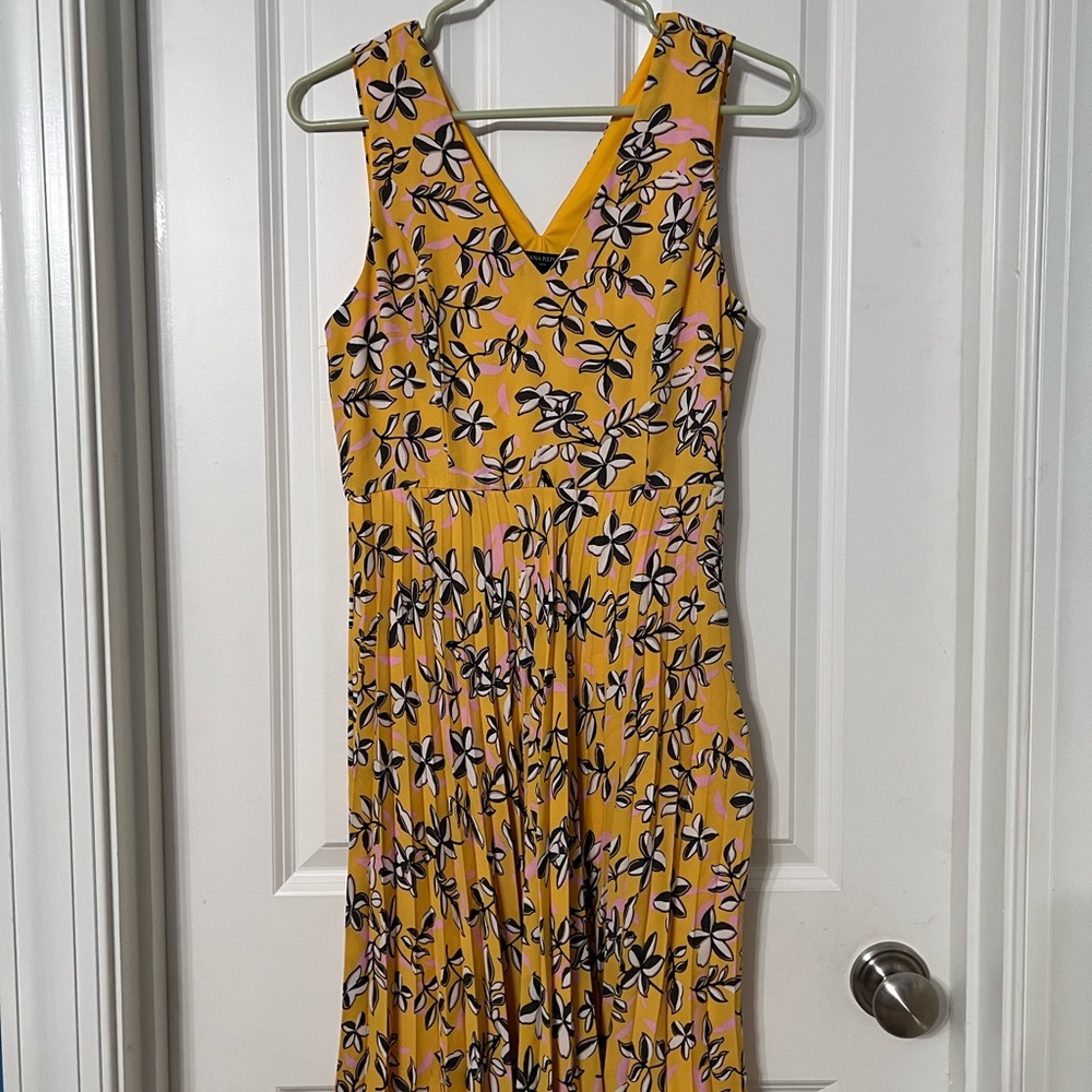 Banana Republic Yellow Midi Sundress V-Neck